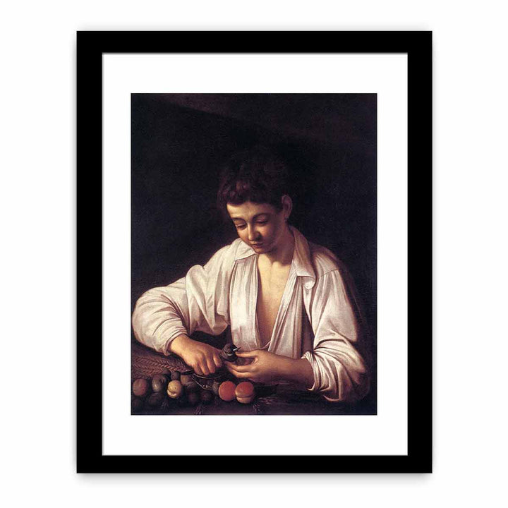 Boy Peeling a Fruit