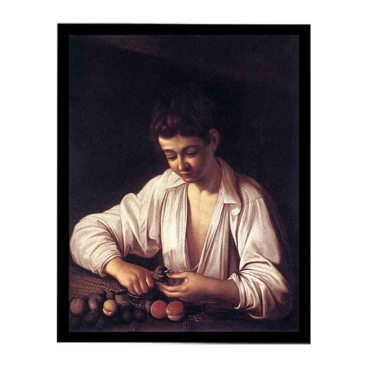 Boy Peeling a Fruit