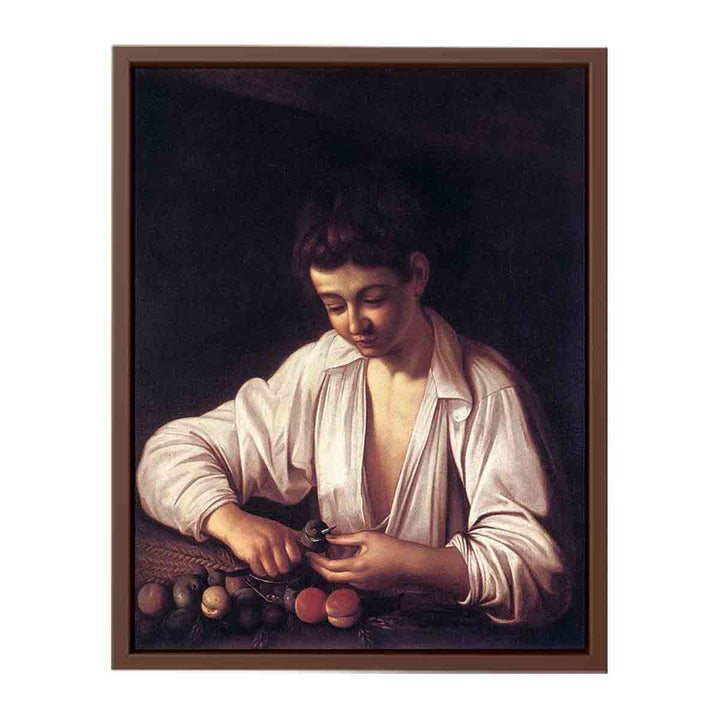 Boy Peeling a Fruit