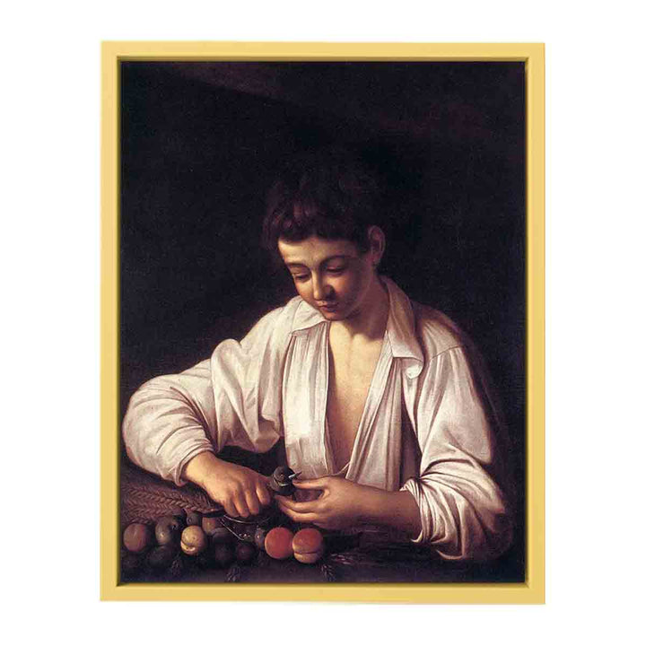 Boy Peeling a Fruit