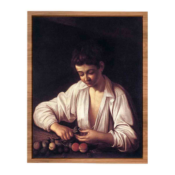 Boy Peeling a Fruit