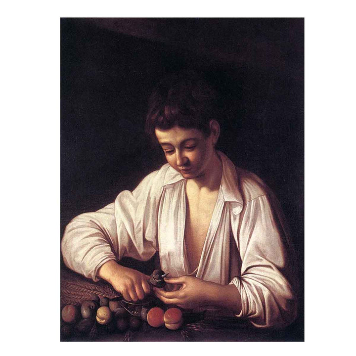 Boy Peeling a Fruit