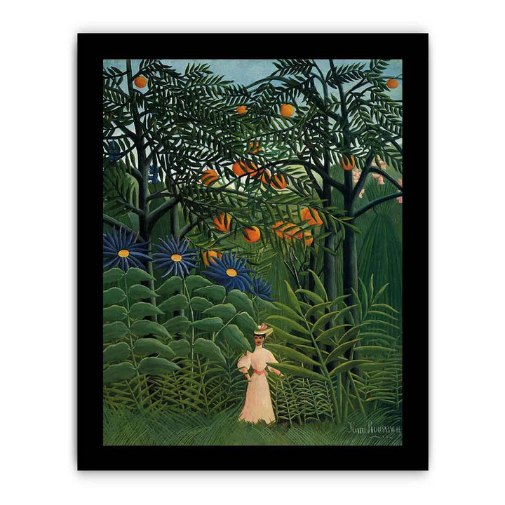 Woman Walking In An Exotic Forest