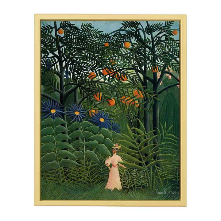 Woman Walking In An Exotic Forest