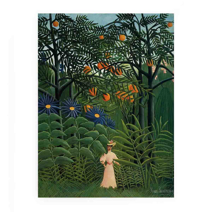 Woman Walking In An Exotic Forest