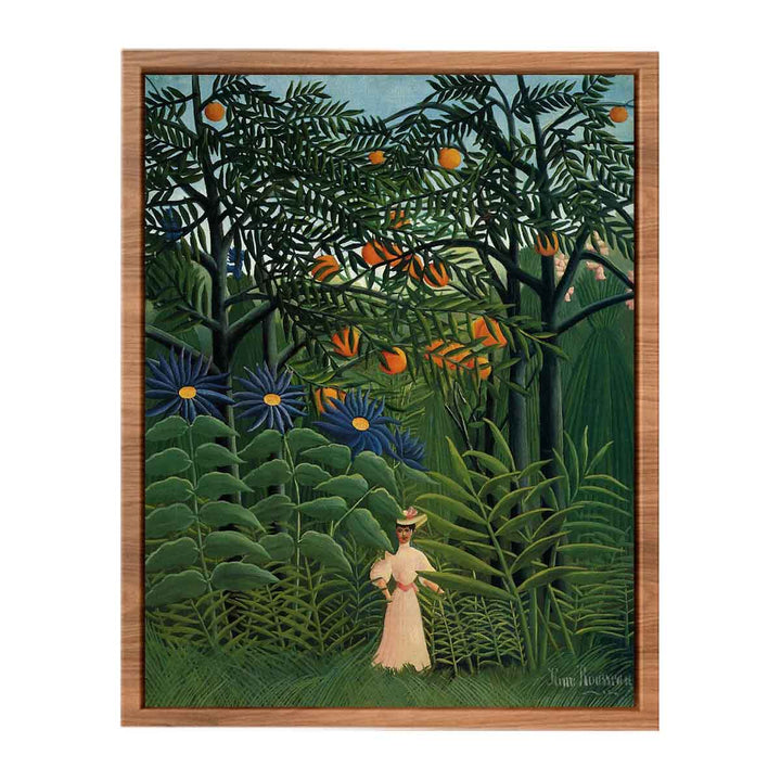 Woman Walking In An Exotic Forest