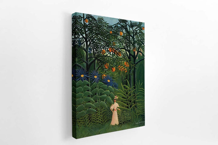 Woman Walking In An Exotic Forest