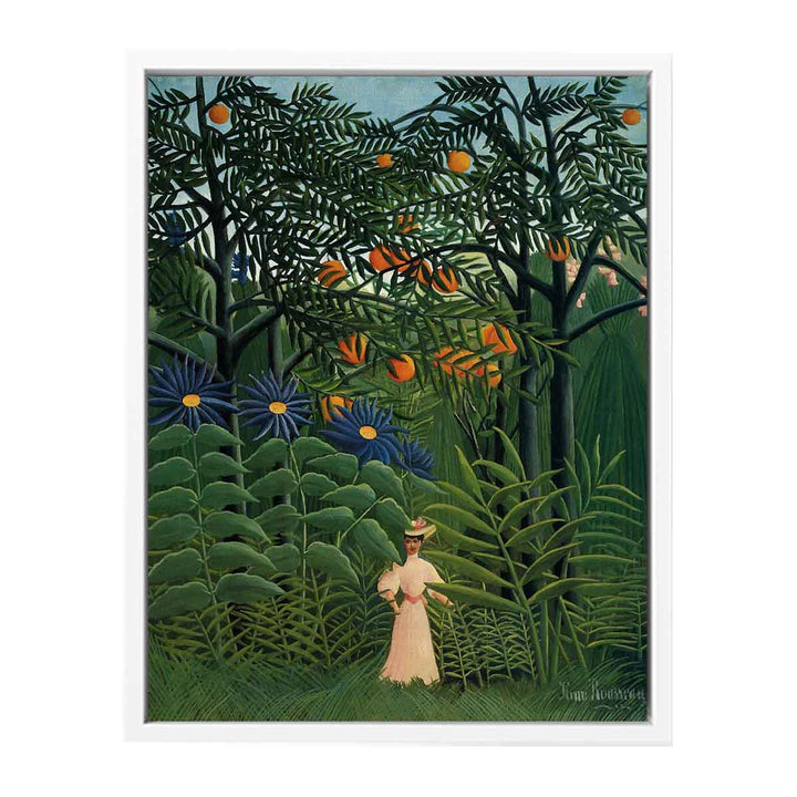 Woman Walking In An Exotic Forest