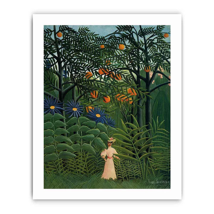 Woman Walking In An Exotic Forest