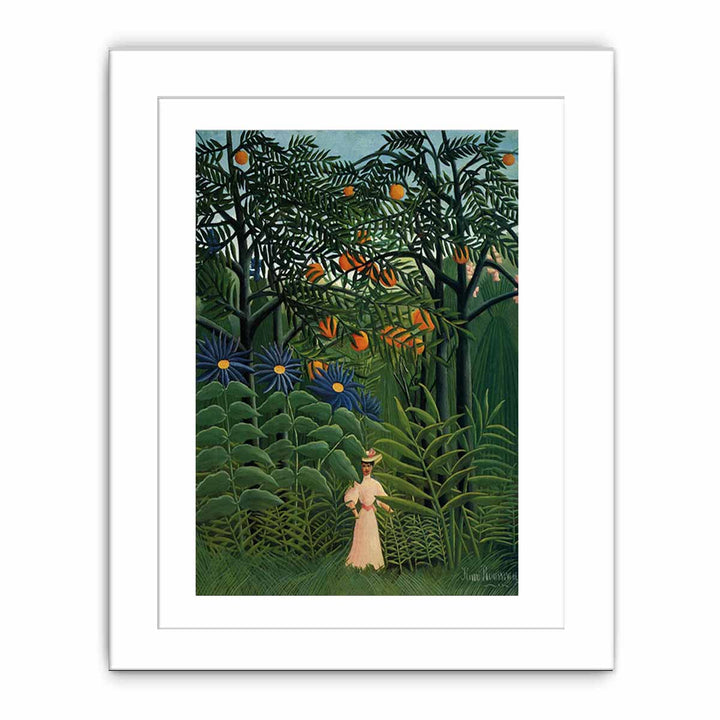 Woman Walking In An Exotic Forest