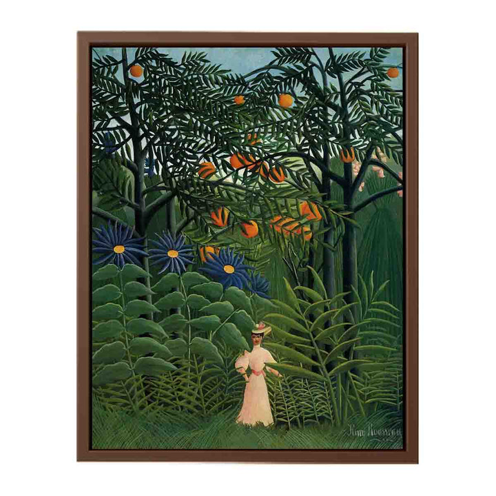 Woman Walking In An Exotic Forest