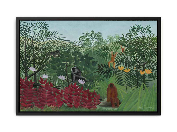 Tropical Forest With Apes And Snake