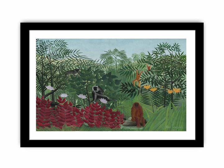 Tropical Forest With Apes And Snake