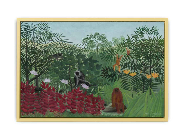 Tropical Forest With Apes And Snake