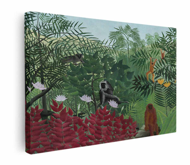 Tropical Forest With Apes And Snake