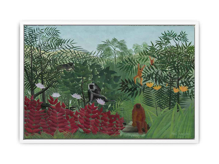 Tropical Forest With Apes And Snake