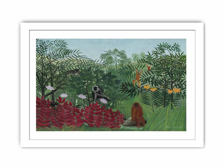 Tropical Forest With Apes And Snake