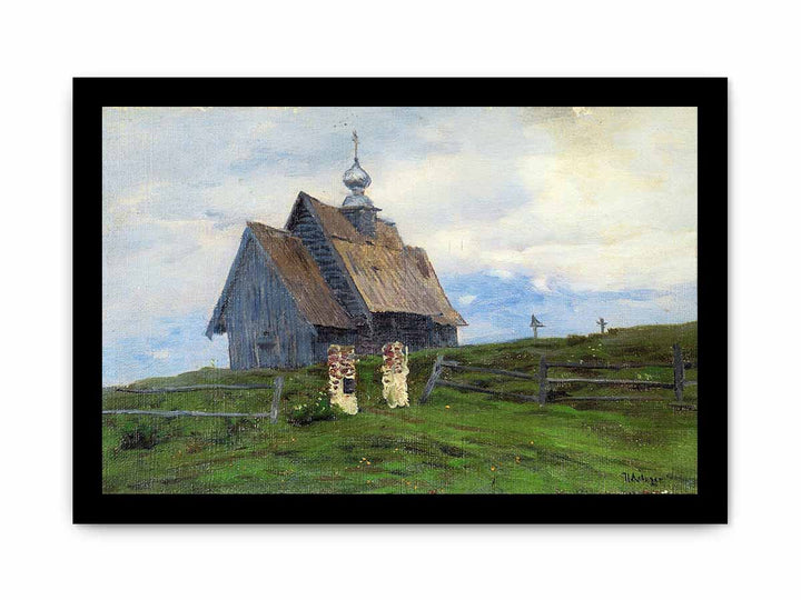 Levitan Wooden church in Plyos at the sunset