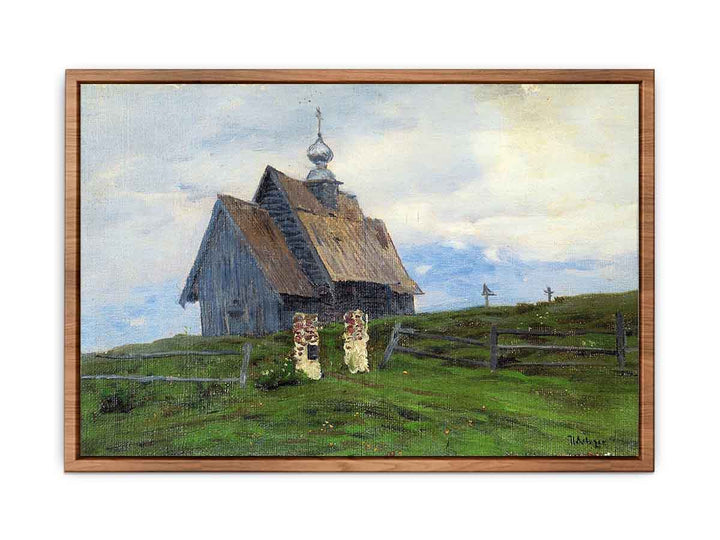 Levitan Wooden church in Plyos at the sunset