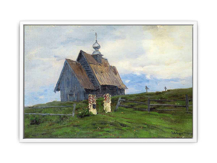 Levitan Wooden church in Plyos at the sunset