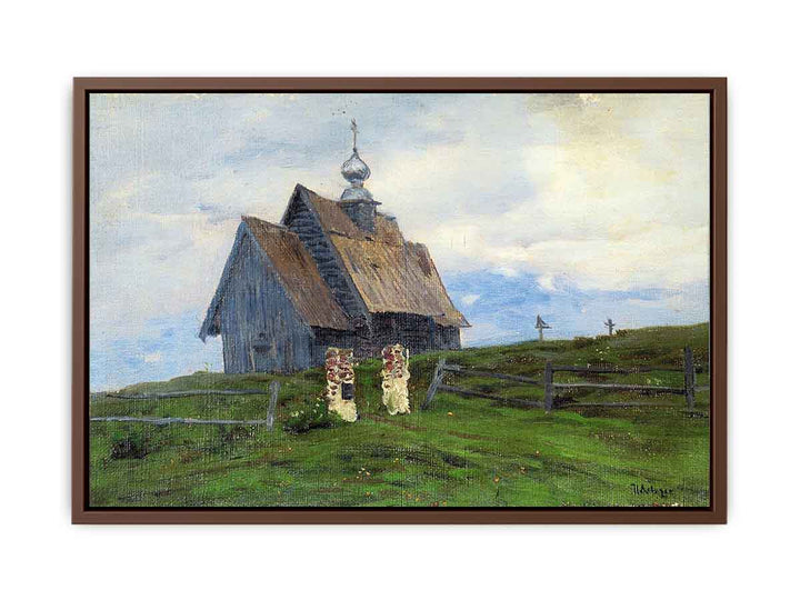 Levitan Wooden church in Plyos at the sunset