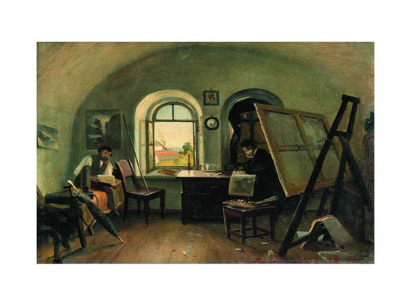 I. I. Shishkin and A. V. Gine in the Studio on the Valaam Island