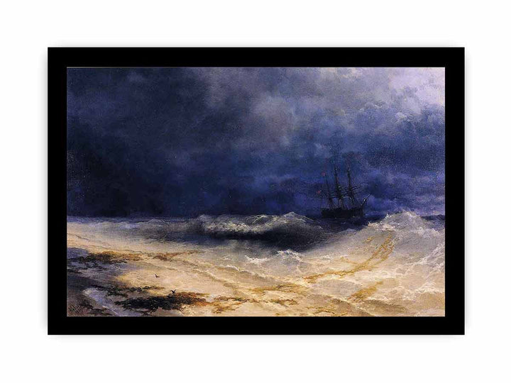 Ship in a Stormy Sea off the Coast