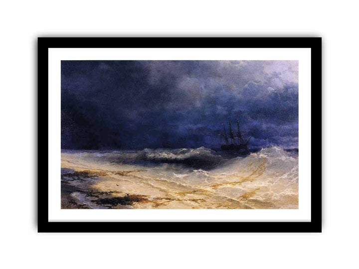 Ship in a Stormy Sea off the Coast