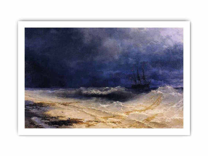 Ship in a Stormy Sea off the Coast