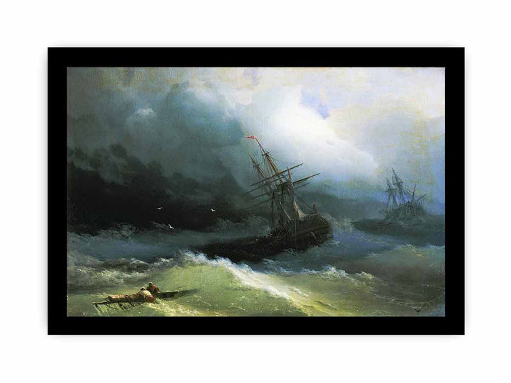 Ships at the raging sea