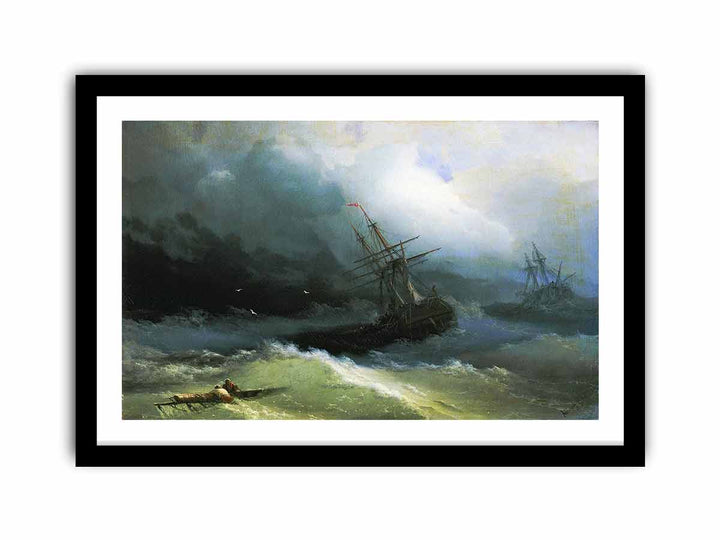 Ships at the raging sea