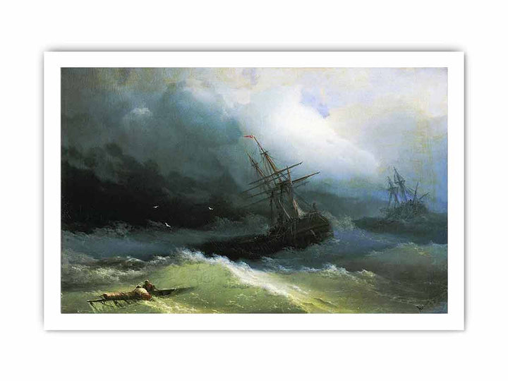 Ships at the raging sea