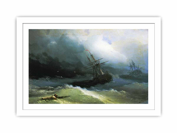 Ships at the raging sea