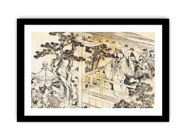 A scene of a shinto shrine dance, kagura