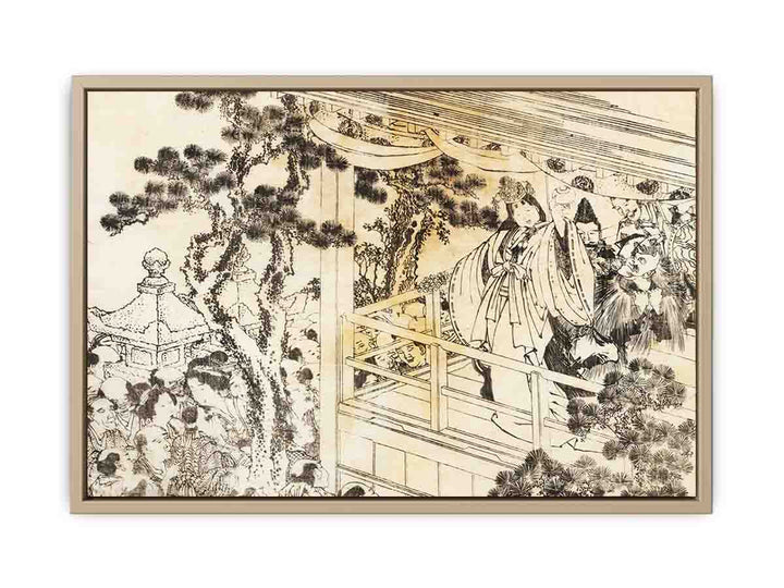 A scene of a shinto shrine dance, kagura