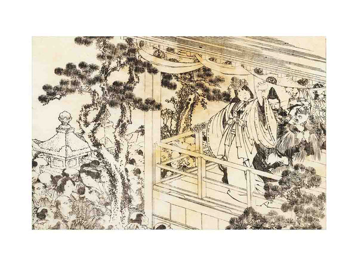 A scene of a shinto shrine dance, kagura