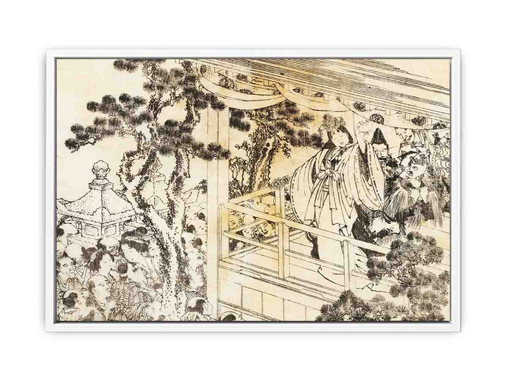 A scene of a shinto shrine dance, kagura