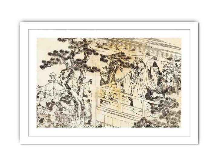 A scene of a shinto shrine dance, kagura