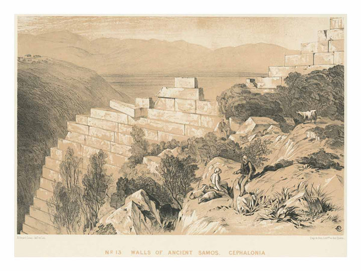 Walls of Ancient Samos - Cephalonia - Lear Edward - 1863