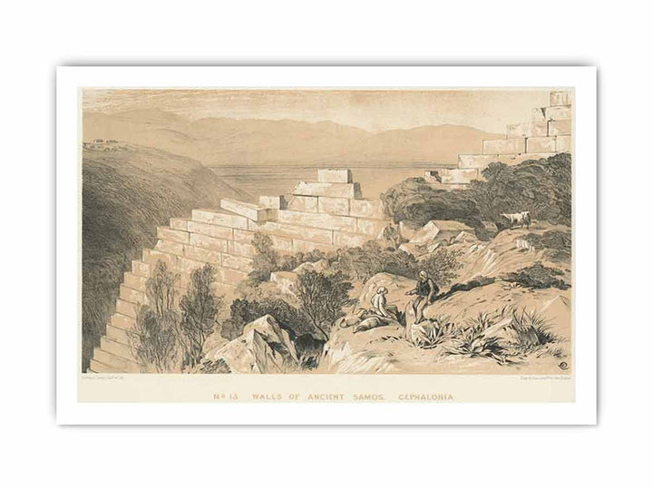 Walls of Ancient Samos - Cephalonia - Lear Edward - 1863