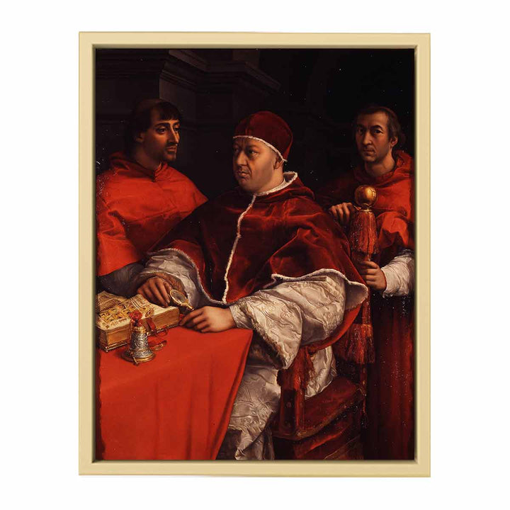 Pope Leo X with Cardinals Giulio de' Medici and Luigi de' Rossi [detail: 1]