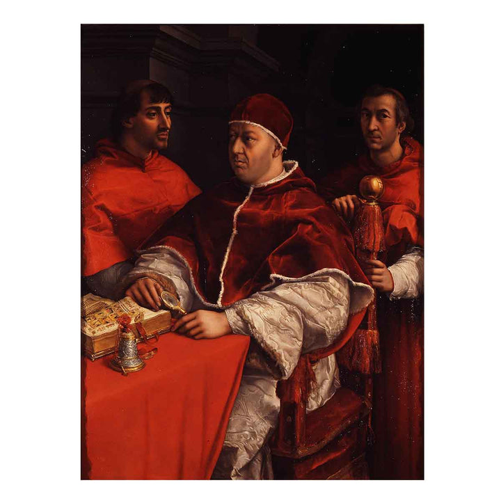 Pope Leo X with Cardinals Giulio de' Medici and Luigi de' Rossi [detail: 1]