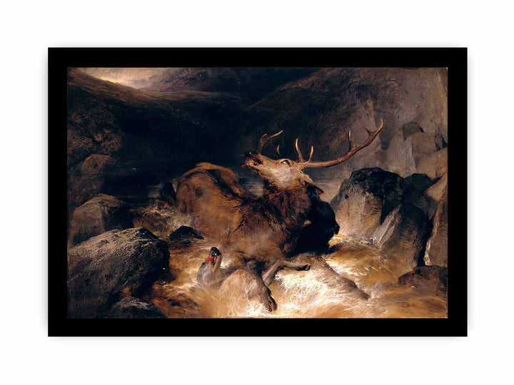 Deer and Deer Hounds in a Mountain Torrent