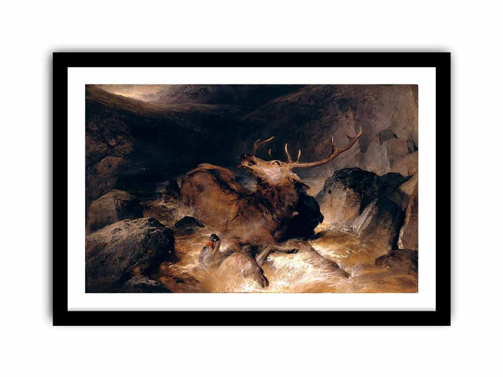 Deer and Deer Hounds in a Mountain Torrent