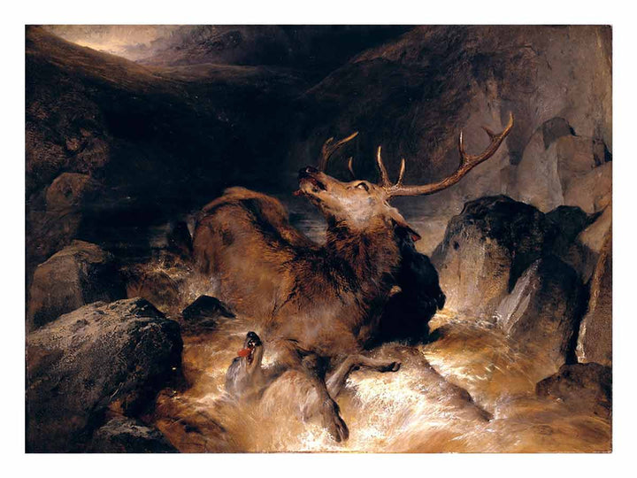 Deer and Deer Hounds in a Mountain Torrent