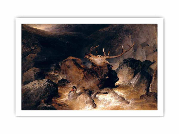 Deer and Deer Hounds in a Mountain Torrent