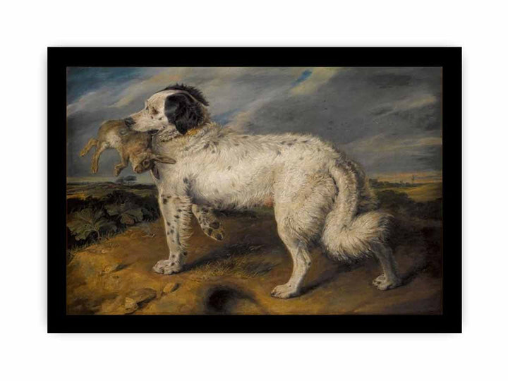 The Champion; Venus, a Landseer Newfoundland with a rabbit, 45.5 by 55.5 in (116 by 141 cm)