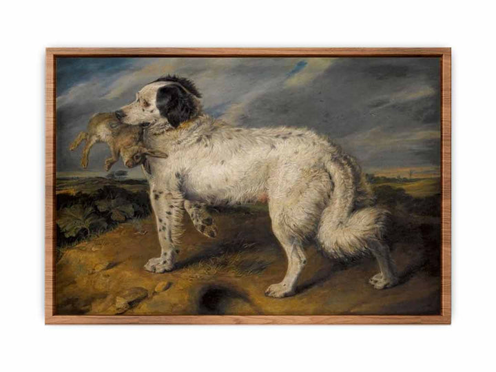 The Champion; Venus, a Landseer Newfoundland with a rabbit, 45.5 by 55.5 in (116 by 141 cm)