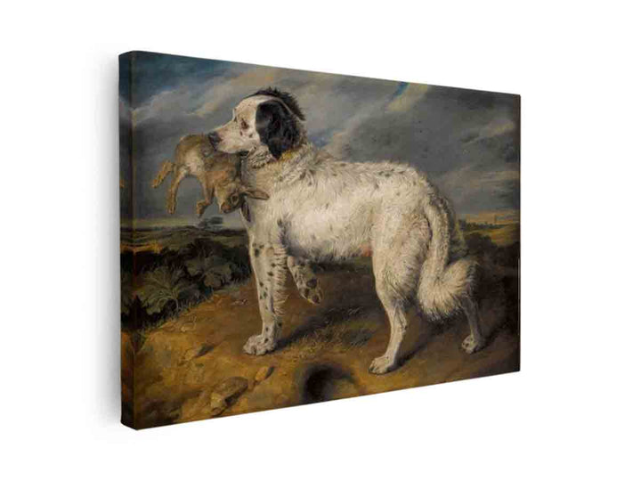 The Champion; Venus, a Landseer Newfoundland with a rabbit, 45.5 by 55.5 in (116 by 141 cm)