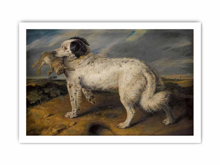 The Champion; Venus, a Landseer Newfoundland with a rabbit, 45.5 by 55.5 in (116 by 141 cm)